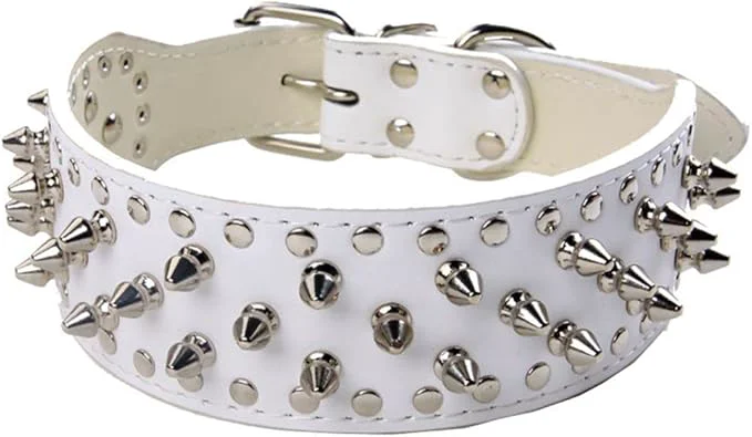 Advanced Serijoars Spiked Studded Dog Collar PU Leather Dog Collar Adjustable Pet Contemporary
