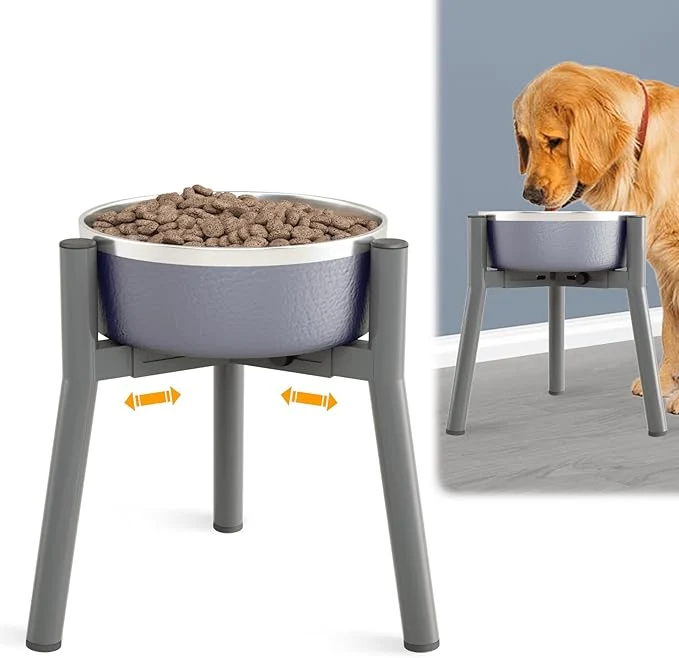 Artisan SHAINFUN Grey Metal Stand for Large Dogs Adjustable Width Tall d Bowls for 7-10.6 Dishes Food Water Feeder Raised Holder 11 Tall Bowl Not Included About ThisOverview Fast