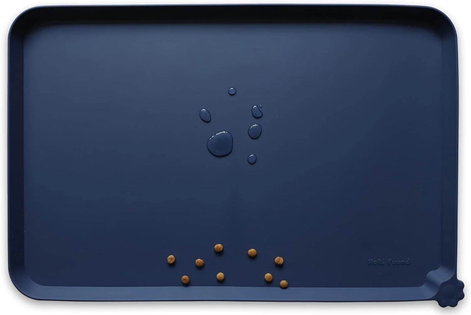 Verified Hoki Found Large Waterproof Silicone Pet Food Mats Tray - Non Slip Pet Bowl Mats Placemat - Dog Pet Cat Feeding Mat - Dog Cat Food Mats -Pet Water Mats for Floors - French Navy Durable