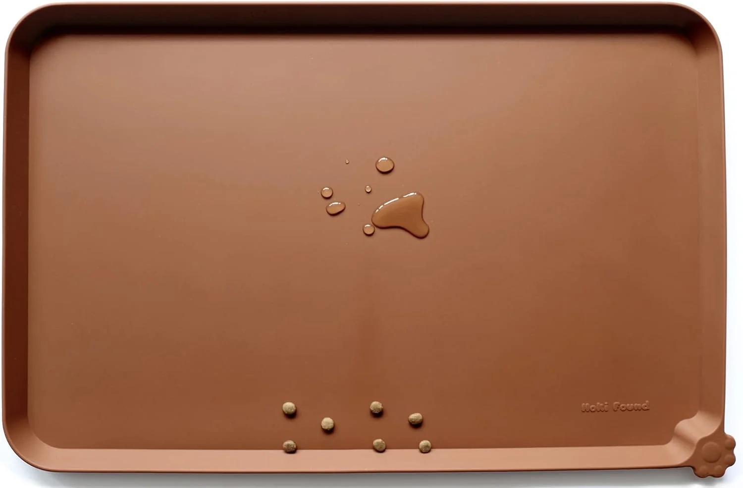 Casual Hoki Found Large Silicone Non Slip Pet Feeding Mats - Waterproof Dog Cat Bowl Mats - Caramel Enhanced