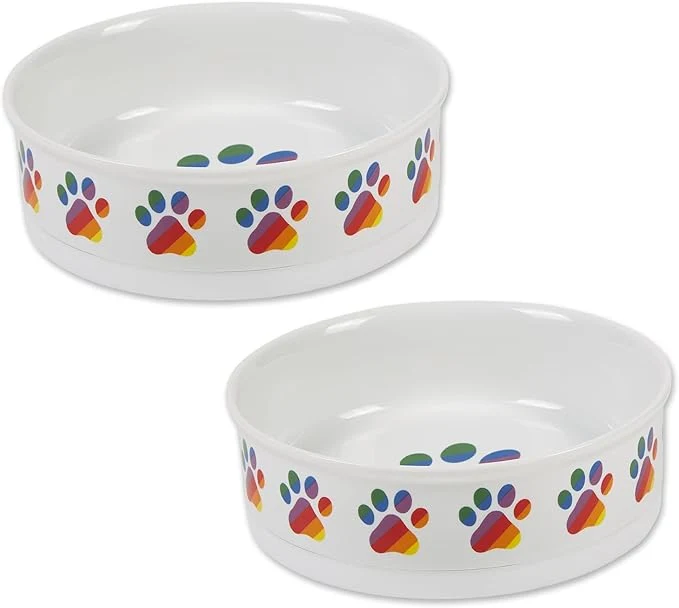 Classic Bone Dry Ceramic Food Bowls Non-Slip Dishwasher Safe Large Set 7.5x2.4 Rainbow Paw 2 CountAbout ThisOverview Trendy