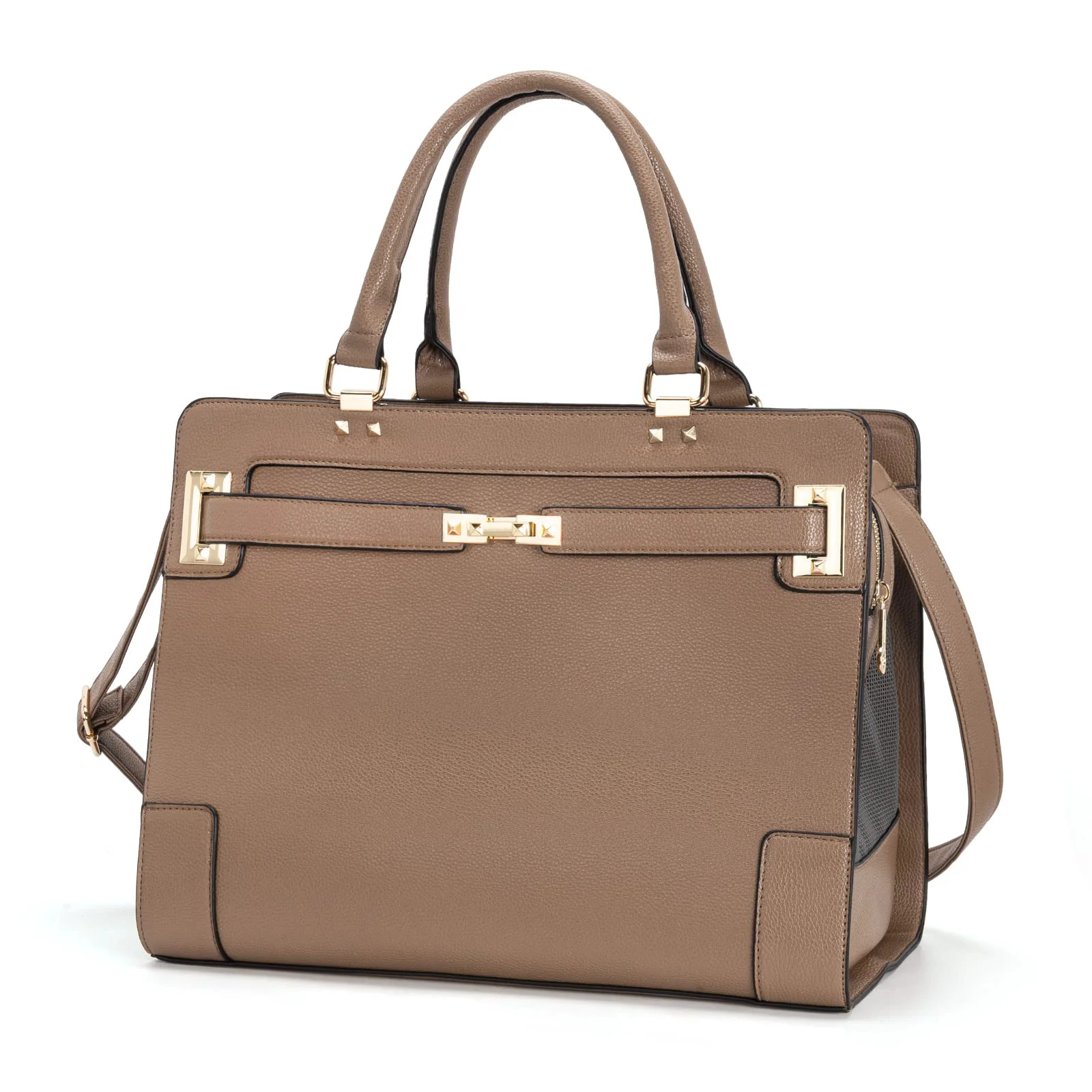 Comfortable Minsong Fashion Pet Carrier Purse — Soft-Sided Leather Airline Khaki Safe