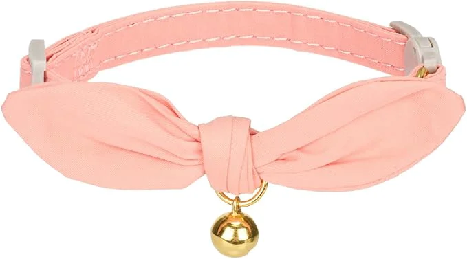 Unique Bunny Ear Cat Collar with Bell and Bow Tie Breakaway Cute Bowtie Kitten Collars Modern