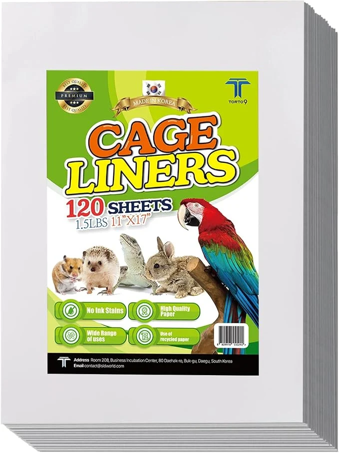 World-Class TORTO9 Cage Liner Sheets for Birds – 120 Pack 11 x 17 in 1.5 lb Acid- Expertly Made