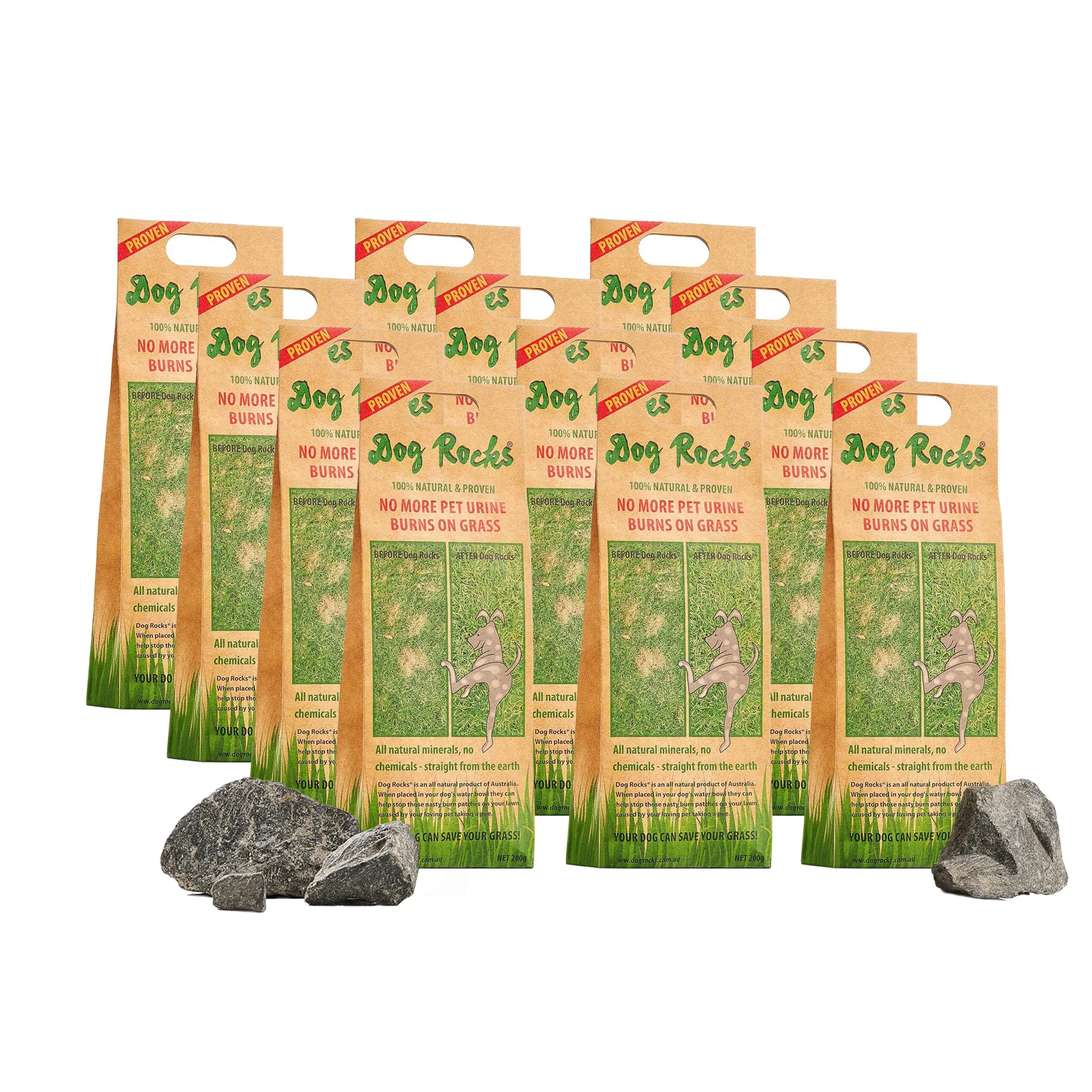 Advanced Dog Rocks for Urine Burning Grass - 200g Each - Pack of 12 - Natural Lawn Saver for Dogs Exclusive