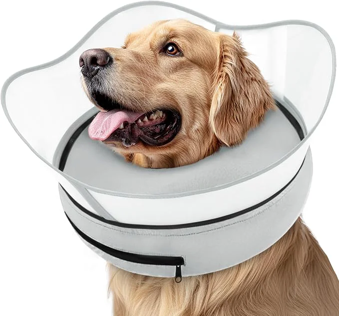 Fine Supet Raised Inflatable Dog Cone Collar to Stop Licking Soft Dog Cone Enhanced