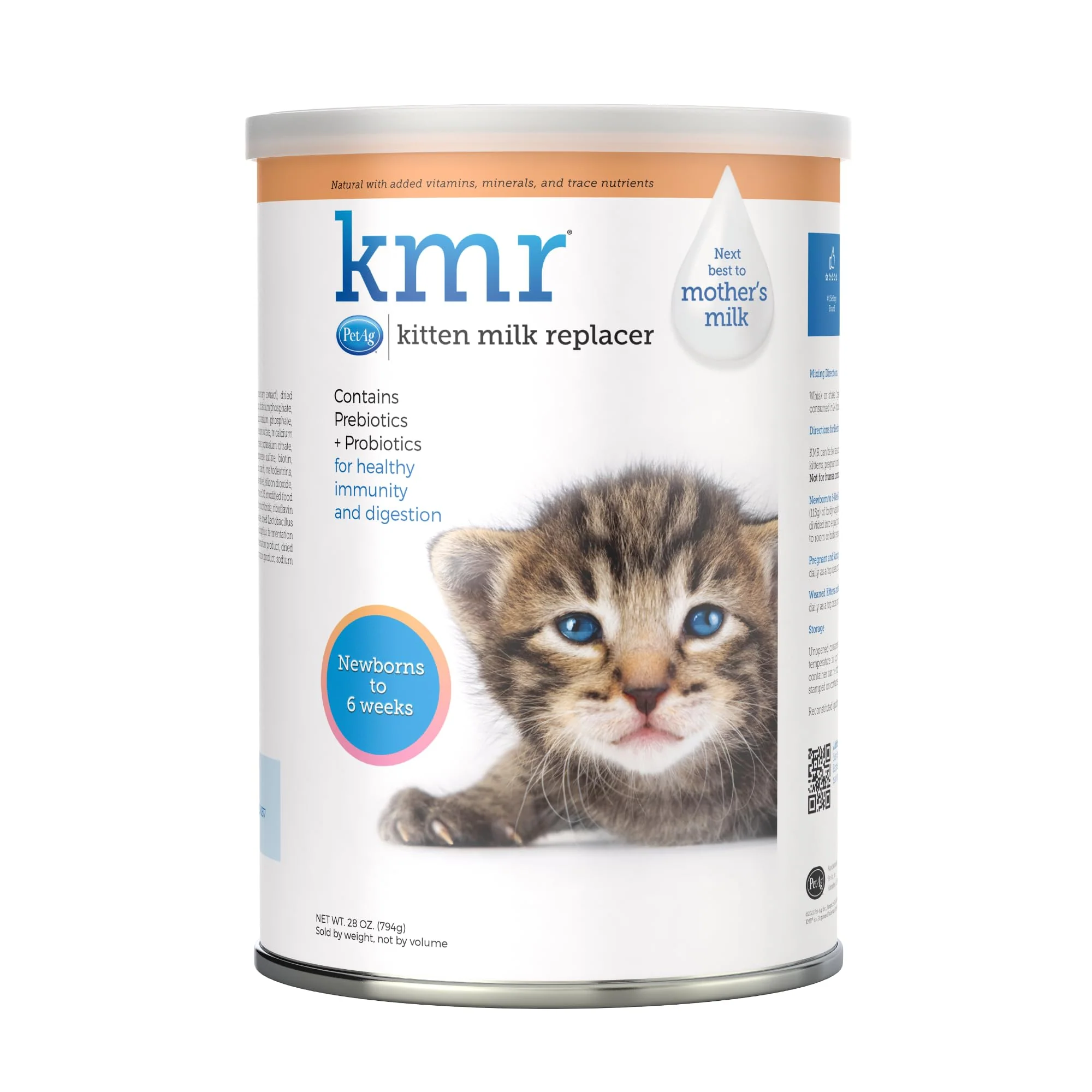 Sophisticated PetAg KMR Kitten Milk Replacer Powder 28 oz - Easy-to-Digest Formula with Prebiotics Probiotics Quality