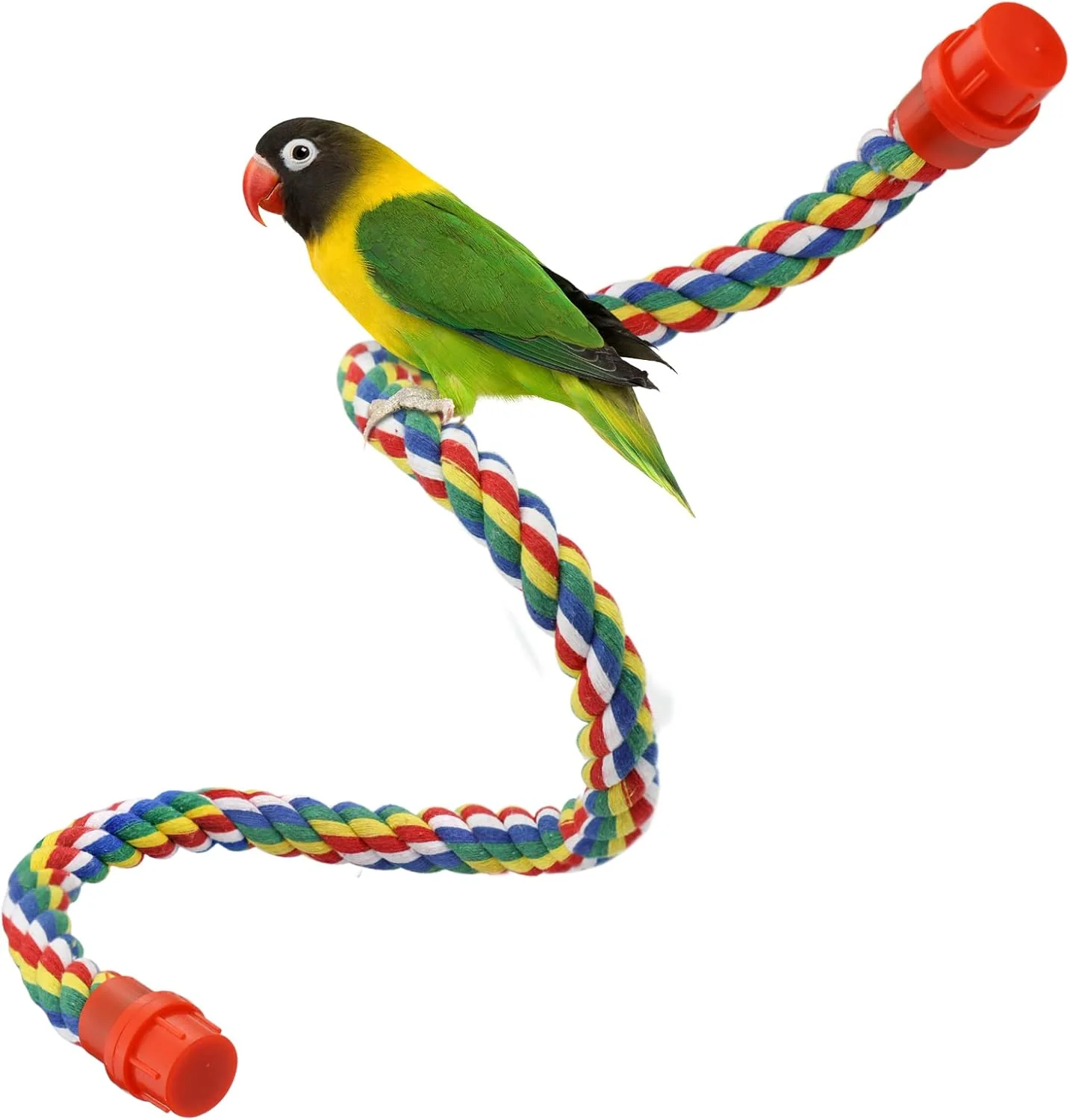 Casual Bird Rope Perches for Parrots Cockatiels Parakeets Budgie Cages Comfy Birds Colorful Rope Toy 31.5inch Plastic nut Durable