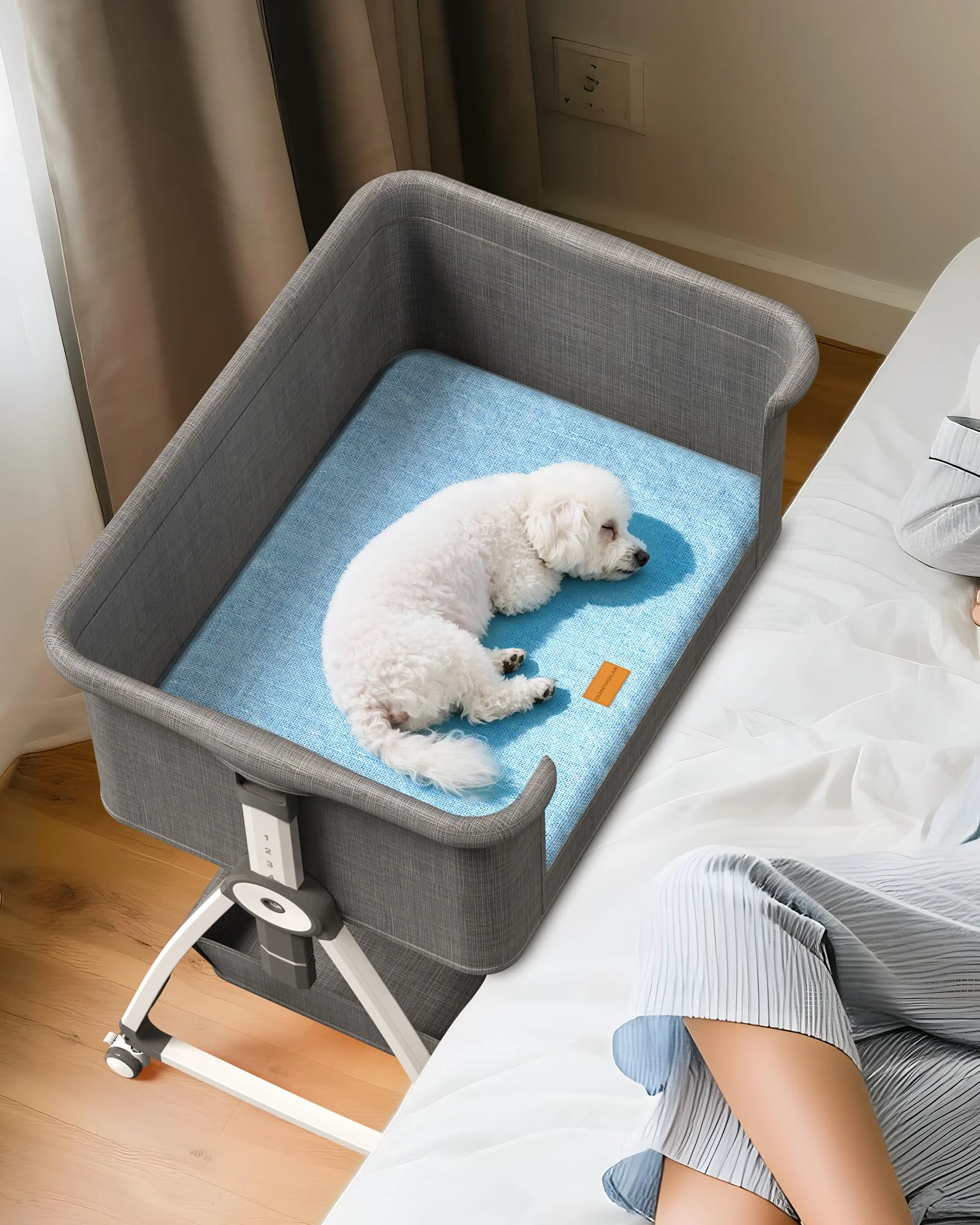 Prestigious Quintholar Bedside Dog Bed – 6-Height Adjustable d Pet Bassinet 30 x 21 in Healthy