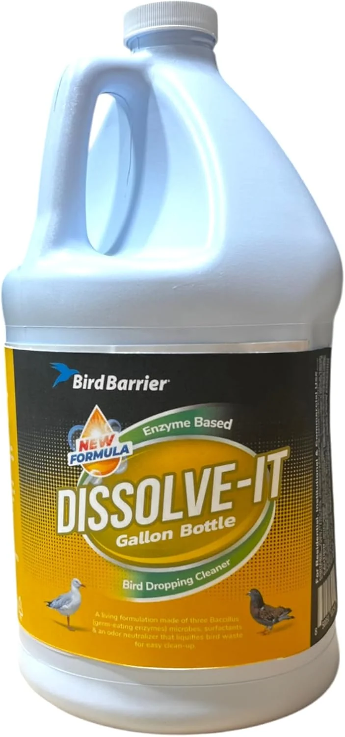 Quality BIRD BARRIER Dissolve-It Enzyme Cleaner - Bird Dropping - Dissolves Waste – Treat Affected Areas Before Installing Bird Control Products - 1 Gallon Makes 2 Gallons Fine