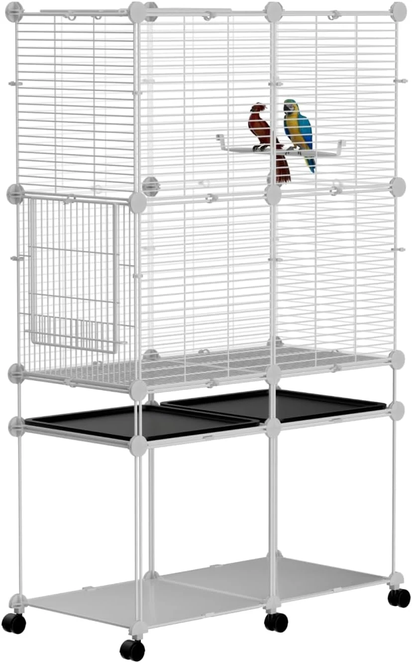 Top-Quality Standing Large Bird Cage Parakeet Cage with Detachable Stand Wheels Wide Flight Birdcage for Parrot Cockatiel Conure Budgie Canary Finch Lovebird Superior