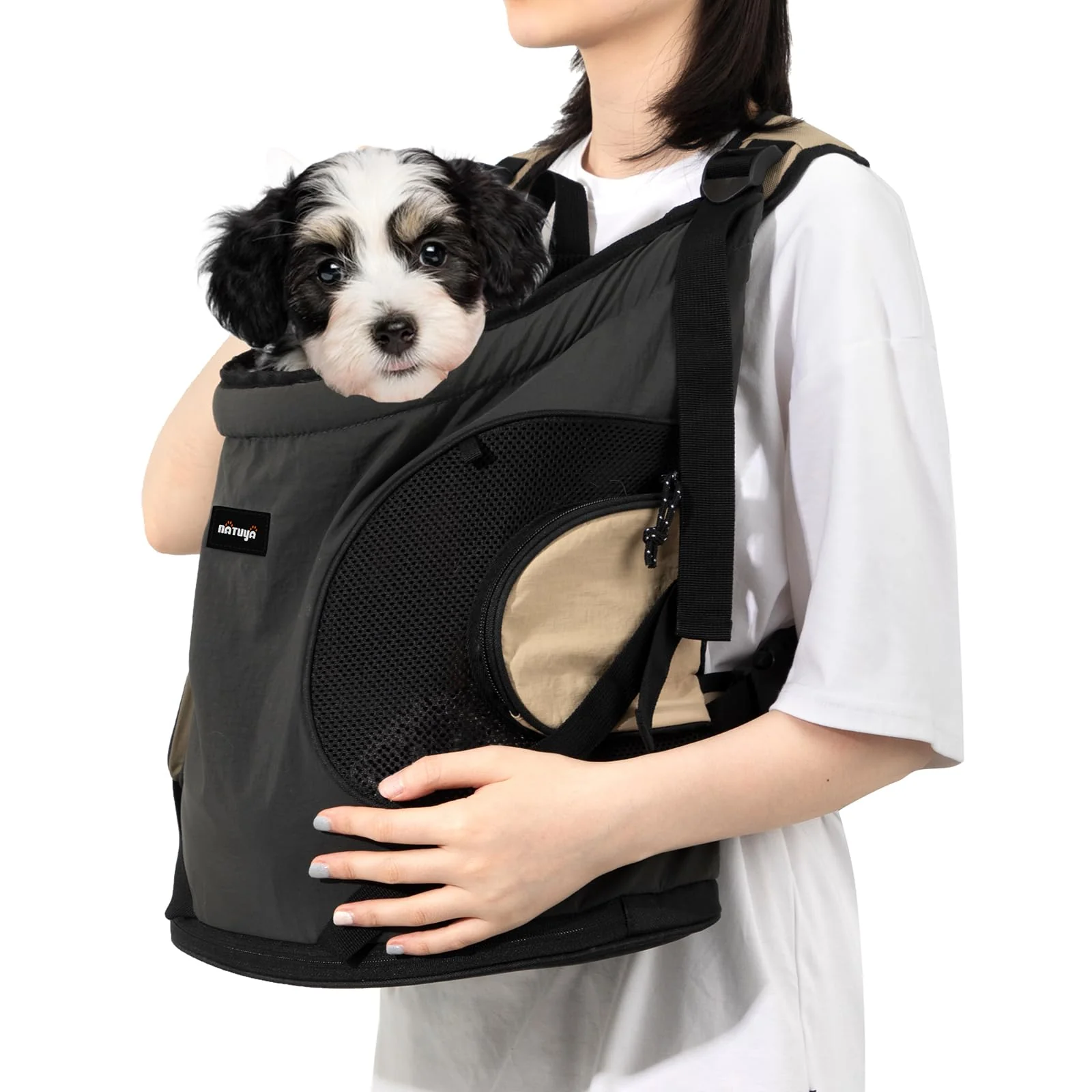 Exceptional NATUYA Dog Front Carrier – Front-Pack for Small Dogs Cats Waterproof Lightweight Travel Bag with Padded Base and Pockets Versatile