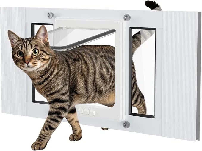 User-Friendly Cat Door for Window Weatherproof Aluminum Frame Flap Pet Door Quick Fit Window Original