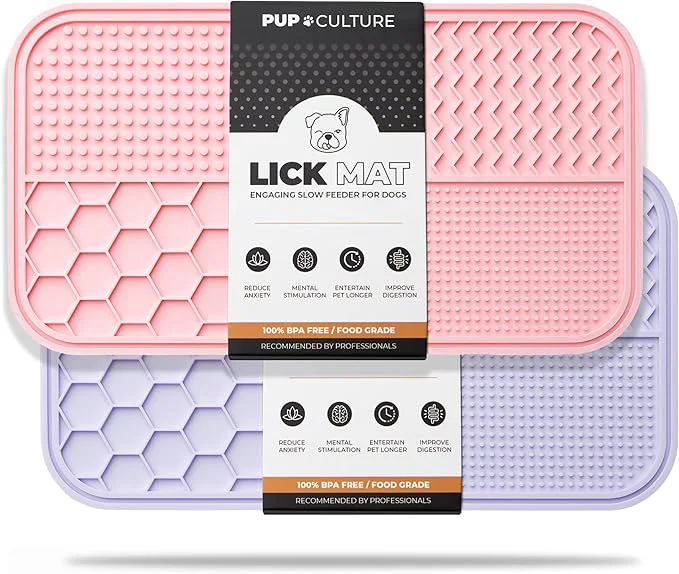 Trendy Pup Culture Dog Lick Mat for Dogs 2 Pack Feeding Pad for Anxious Pets Plus 4 Different Puzzles for Mental Stimulation for Dogs - Supports Mental Dental and Digestive Health - Heavy DutyAbout ThisOverview Reusable