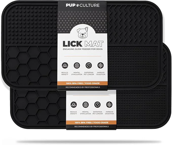 Luxury Pup Culture Dog Lick Mat for Dogs 2 Pack Feeding Pad for Anxious Pets Plus 4 Different Puzzles for Mental Stimulation for Dogs - Supports Mental Dental and Digestive Health - Heavy DutyAbout ThisOverview Environmentally Friendly