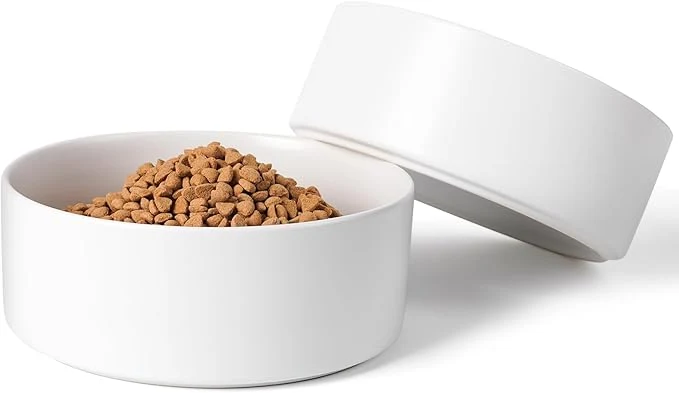 Secure Ceramic Dog Bowls Set of 2 Compatible with Medium d Stand 60 oz Heavyweight Food-Grade Feeding Bowls for Small Medium Dogs Microwave Dishwasher Safe White 7.6 Cups About ThisOverview Durable