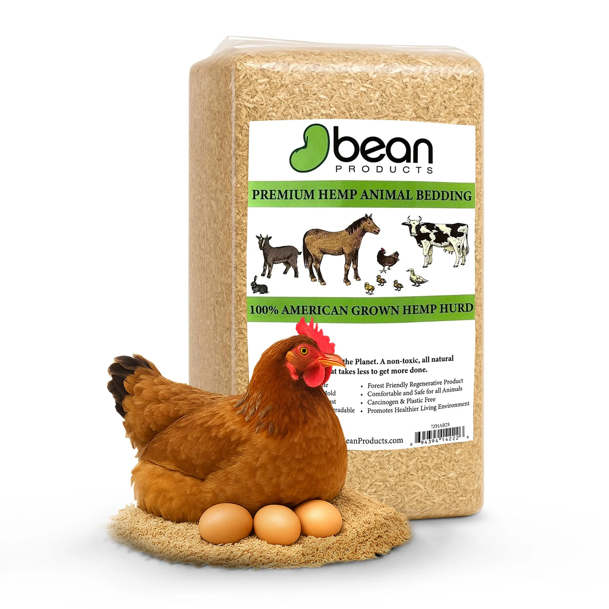Pure Bean Products Hemp Animal Bedding — Carbon Negative Ultra-Absorbent Dust- USA Grown Solid