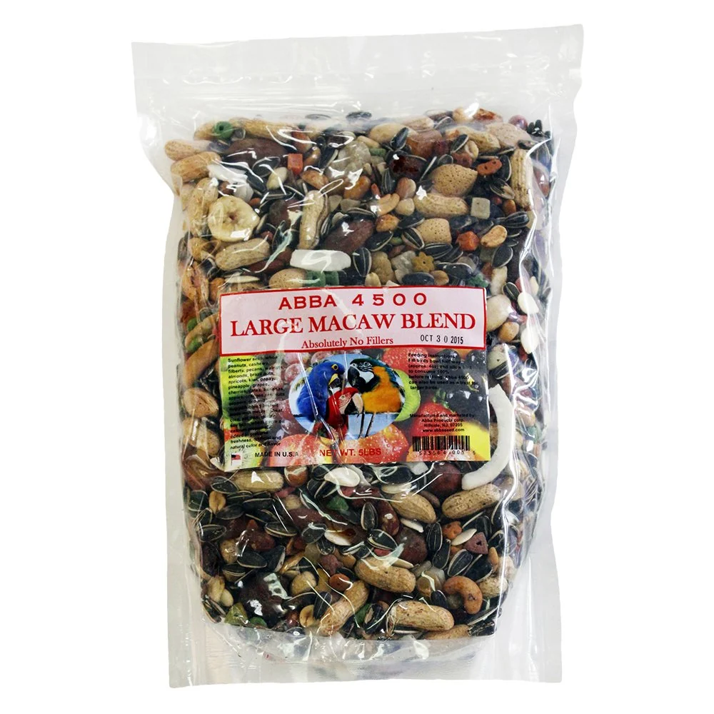 Safe ABBA 4500 Large Macaw Blend Bird Food – 5lbs Whole Nuts Fruits for Macaws Cockatoos Enhanced