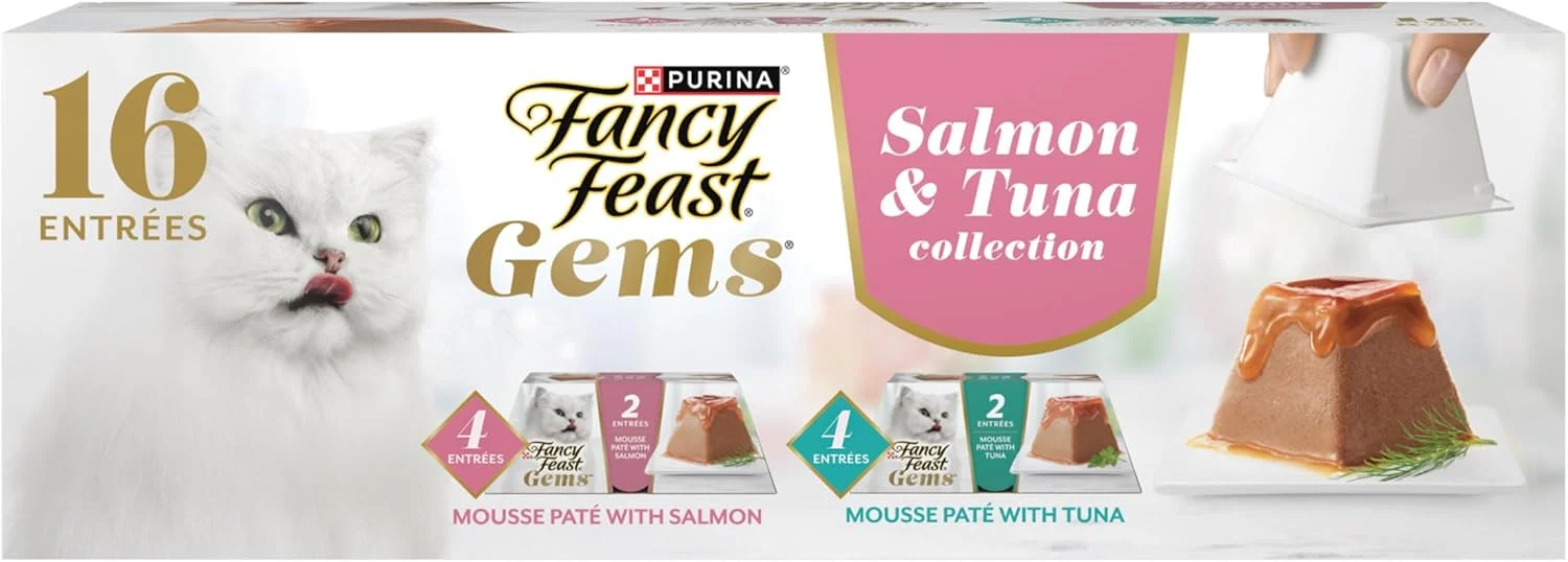 Contemporary Fancy Feast Gems Pate Cat Food Mousse Salmon or Tuna and a Halo of Savory Gravy Wet Cat Food Variety Pack - 1 8 ct. Boxes - 8 ct. Box Stylish