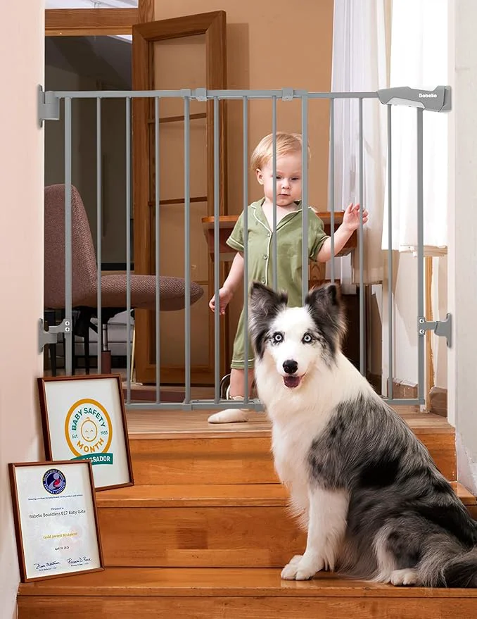Quality Babelio Baby Gate for Stairs Kitchen Doorways 26-43 W 28 H No Bottom Bar Fashionable