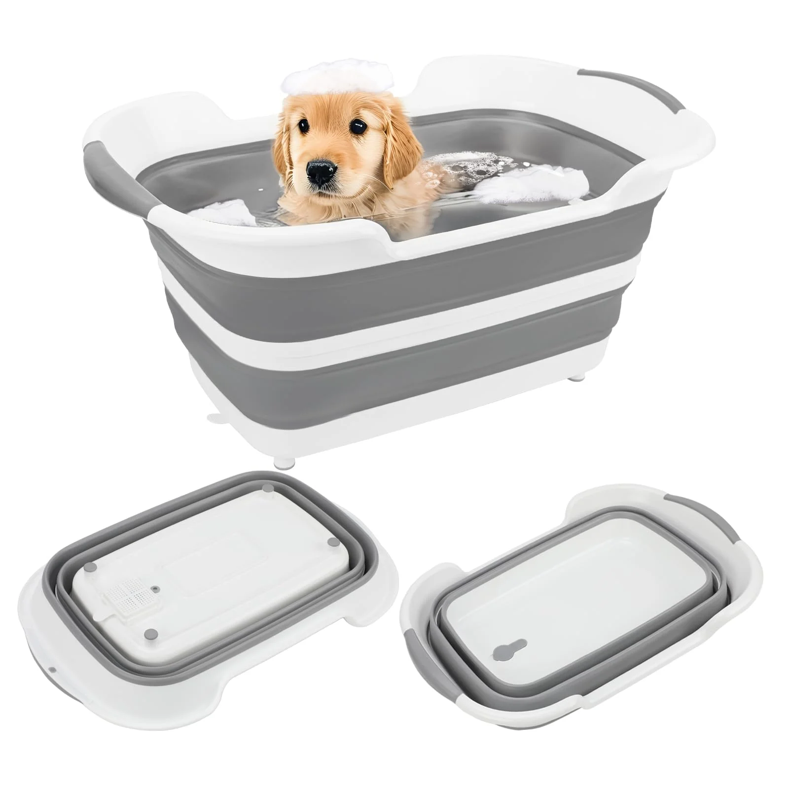Efficient Lonepetu 7.1 Gal Collapsible Dog Bathtub — Raised Portable Hair Collector Exceptional