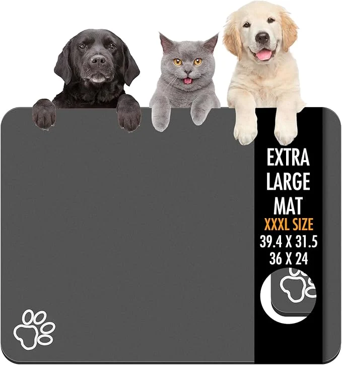 Carefully Designed Dog Food Mat 36 x 24 Extra Large Absorbent Dog Mat for Food and Water Non Skid Cat Bowl Mat No Stains Quick Dry for Pet Water Dispenser Pet Supplies for Messy DrinkersAbout ThisOverview Quality