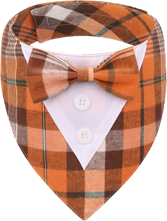 Powerful ADOGGYGO Fall Dog Tuxedo Bandana Adjustable Halloween Thanksgiving Formal Excellent
