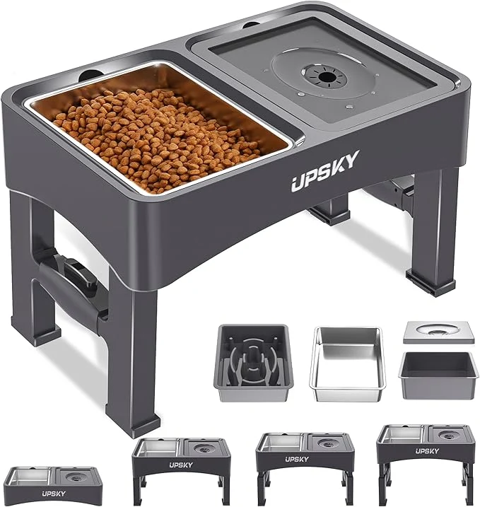 Carefully Designed UPSKY 3-in-1 d Dog Bowls Slow Feeder Adjustable Stand No Spill Water Dispenser Stainless Steel Food Water Bowl for Small Medium DogsAbout ThisOverview Secure