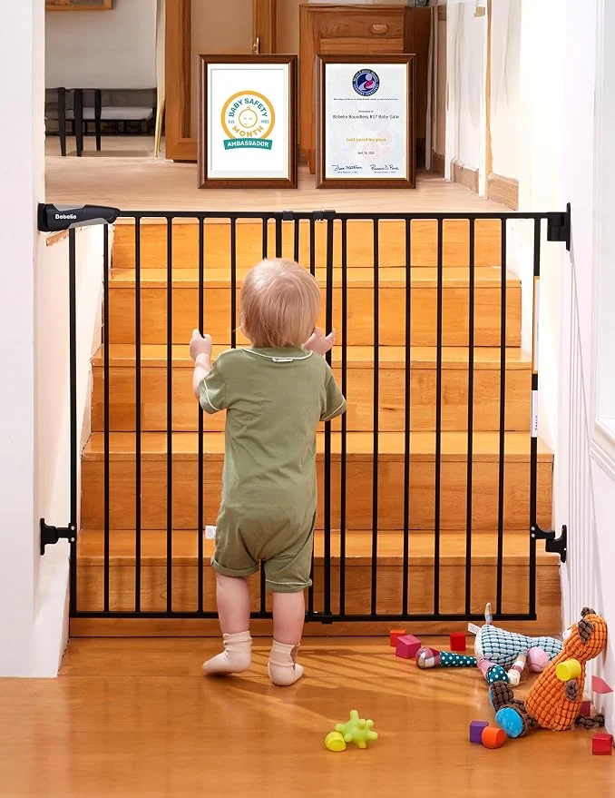 Premium Material Babelio Baby Gate for Stairs Doorways 26-43 W 34 H Extra Tall No Bottom Innovative