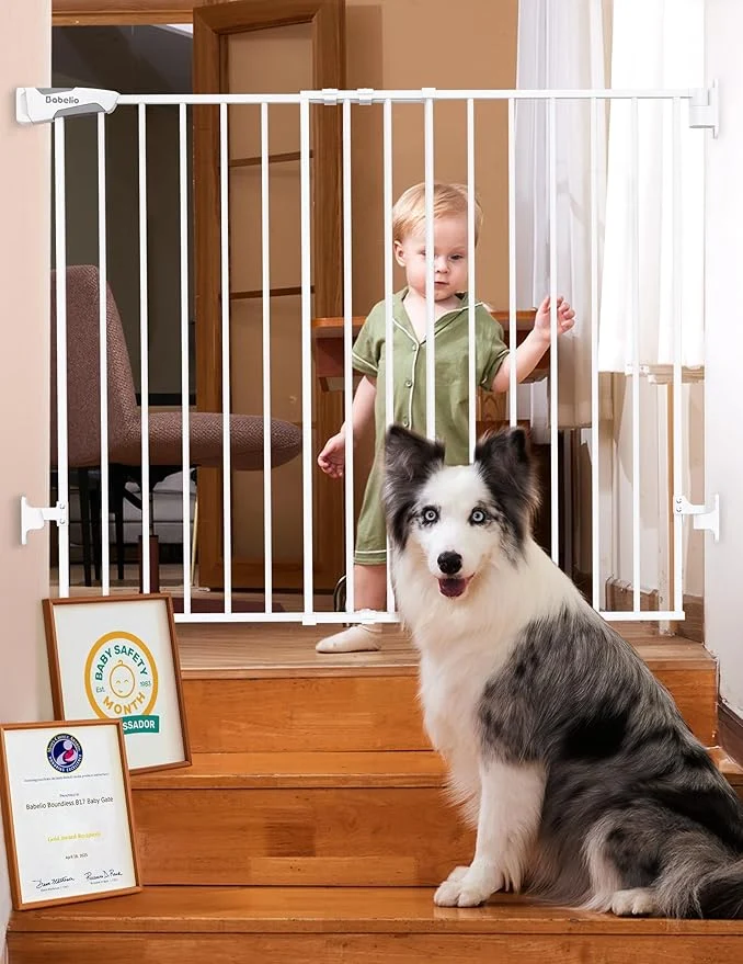 Environmentally Friendly Babelio Baby Gate for Stairs Kitchen Doorways No Bottom Bar Easy Consistent