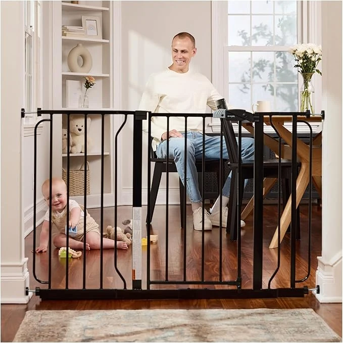 Minimalist Regalo Safety 29-49 Easy Step Extra Wide Baby Gate for Doorways Bottom of Stairs Pressure Mounted Safety Gate with Door for Babies Toddlers Pets BlackAbout ThisOverview Superior