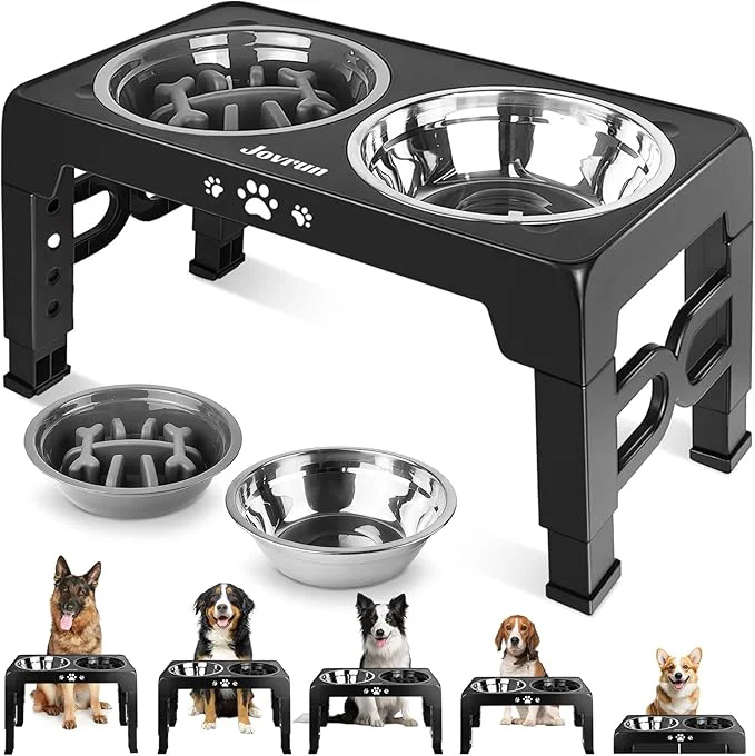 Verified d Dog Bowls for Medium Size Dogs Non-Slip Dog Feeder with 1 Stainless Steel Dishes 1 Slow Feeder Bowl 5 Heights Adjustable Raised Bowls to 3.15″-8.66″-9.84″-11.02″-12.2″About ThisOverview Excellent