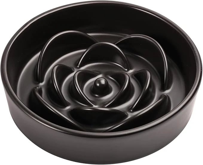 Carefully Designed 8.26 in Black Ceramic Slow Feeder Dog Bowl for Medium and Large Breed Pet Feeding Dog Food Water Dish Heavy Weighted Puppy Bowl for Fast Eaters Puzzle Slow Eating Dish Modern MazeAbout ThisOverview Eco-Friendly