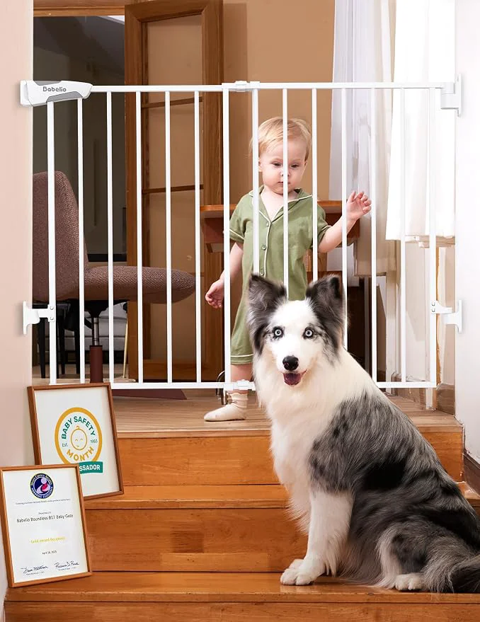 Trendy Babelio Baby Gate for Stairs Kitchen Doorways No Bottom Bar Easy Expertly Made