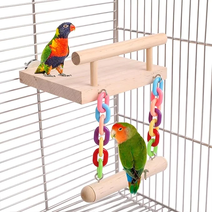 Verified Parrot Climbing Ladder Bird Wooden Playground Comfortable