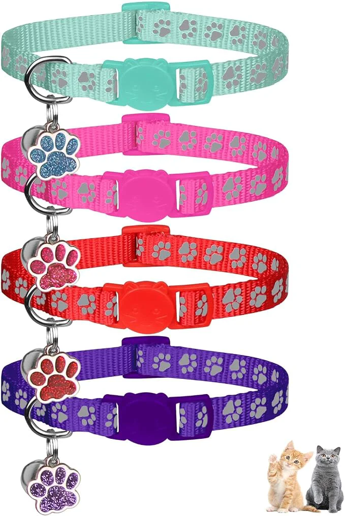 Casual 4PCS Breakaway Cat Collars Reflective Cat Collar Green