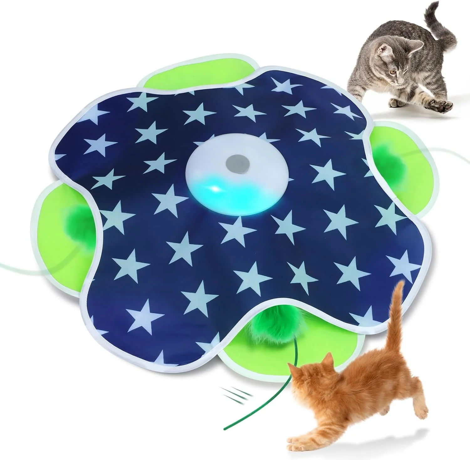 Verified Interactive Cat Toys Auto Moving Feather Concealed in Mat Motion Activated Cat Toys with Mouse Squeaky Cat Exercise Toys for Bored Cats Top-Quality