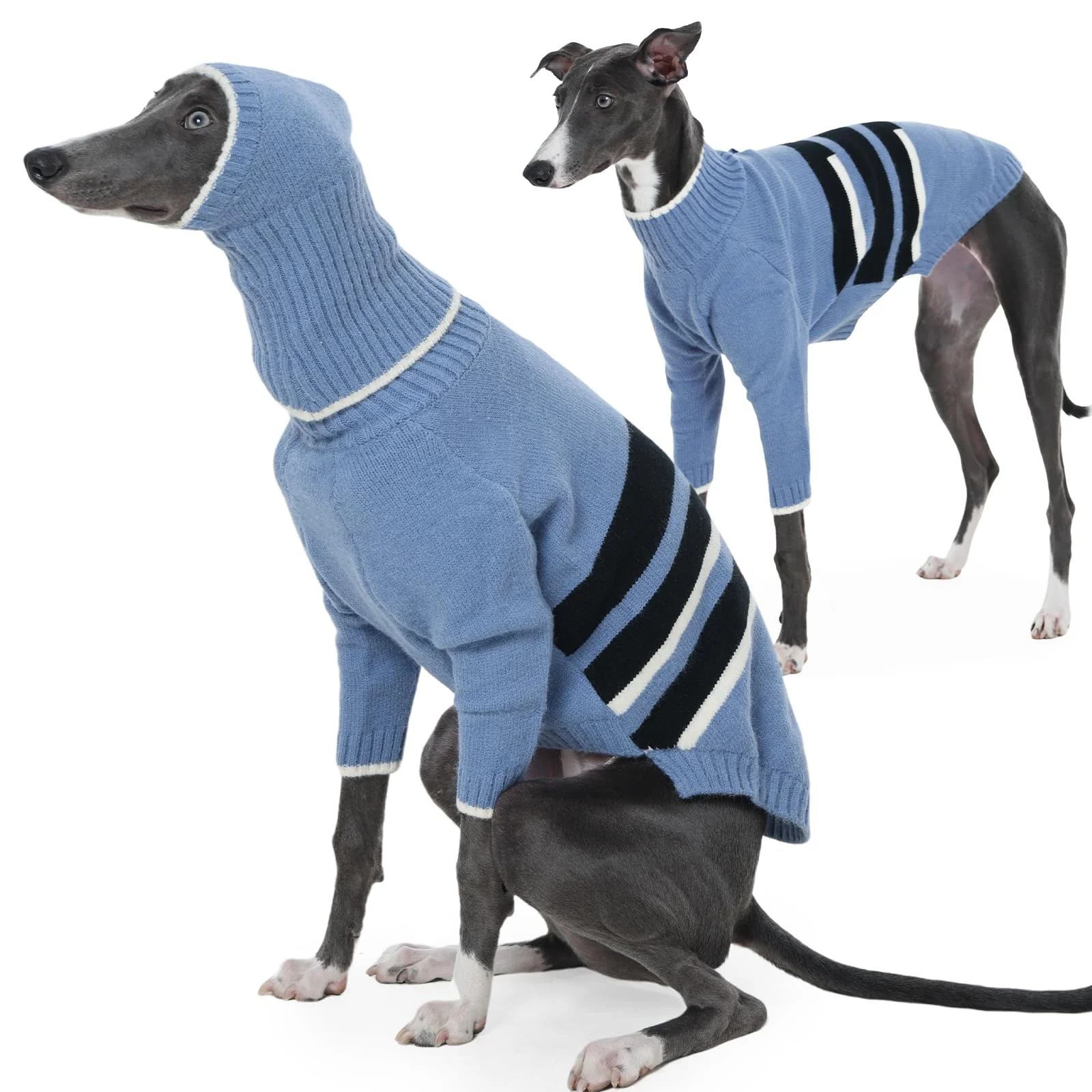 Optimized IECOii Italian Greyhound Sweater with Hood — Leash Hole Blue Long-Lasting