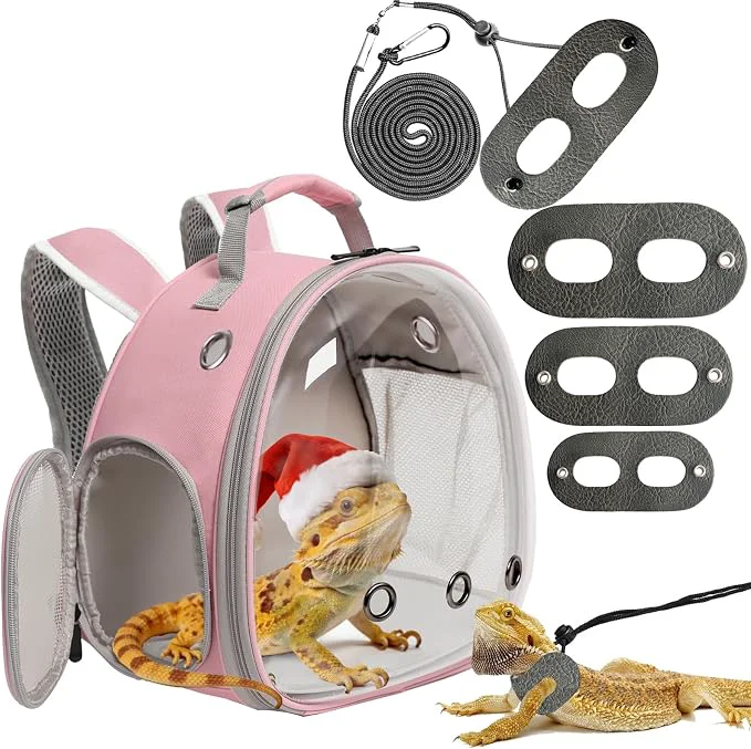 Green Lizard Backpack Travel Carrier Bearded Dragon Travel Backpack Carefully Designed