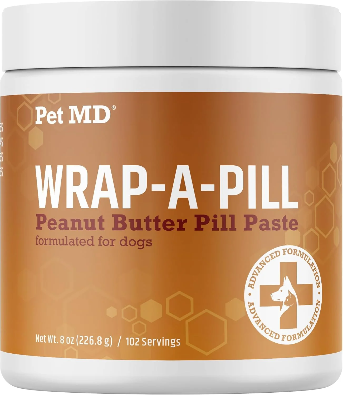 Easy-to-Use Pet MD Wrap A Pill Peanut Butter Flavor Pill Paste for Dogs - Make a Pocket or Pouch to Hide Pills Medication - 8 oz Pure