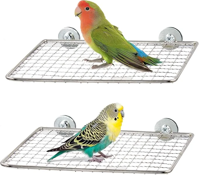 Trendy 2pcs Stainless Steel Bird Perches Natural