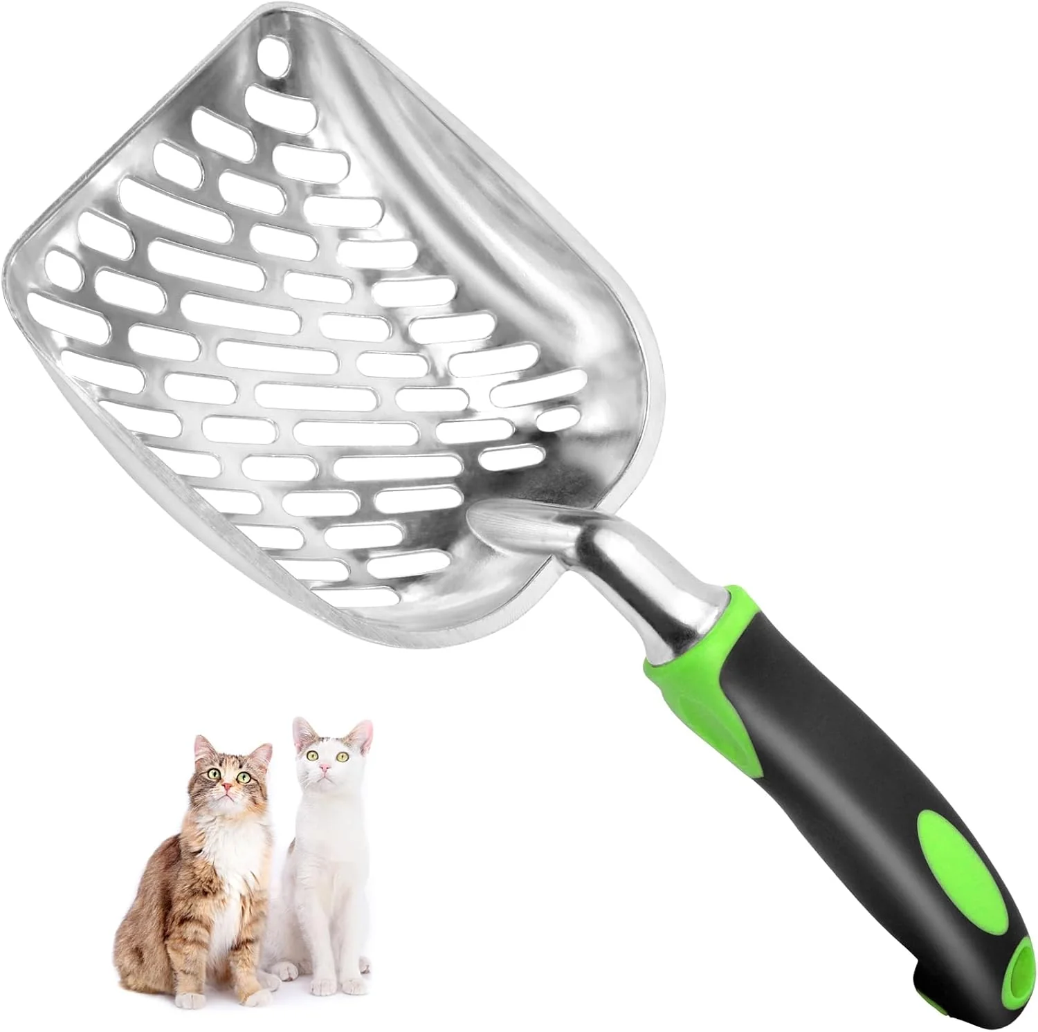 Artisan Cat Litter Scoop-Metal Cat Scooper-Long Handle Scoop Cat Scooper-Poop Sifting-Mesh Shovel-Suitable for Cat Litter Box Green Effective