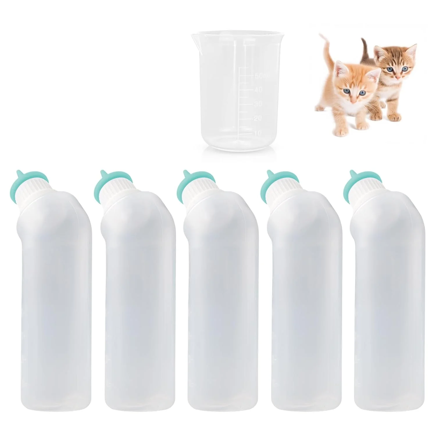 Relaxed 5Pack Kitten Bottle for Nursing Puppy Milk Kitten Bottles Feeding Kit Silicone Nipple for Newborn Pets Kittens Puppy Squirrel Green Safe