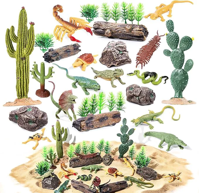 Contemporary 32Pcs Desert Reptiles Animals Figures Toys School Projects Diorama Kit Lizard Elite