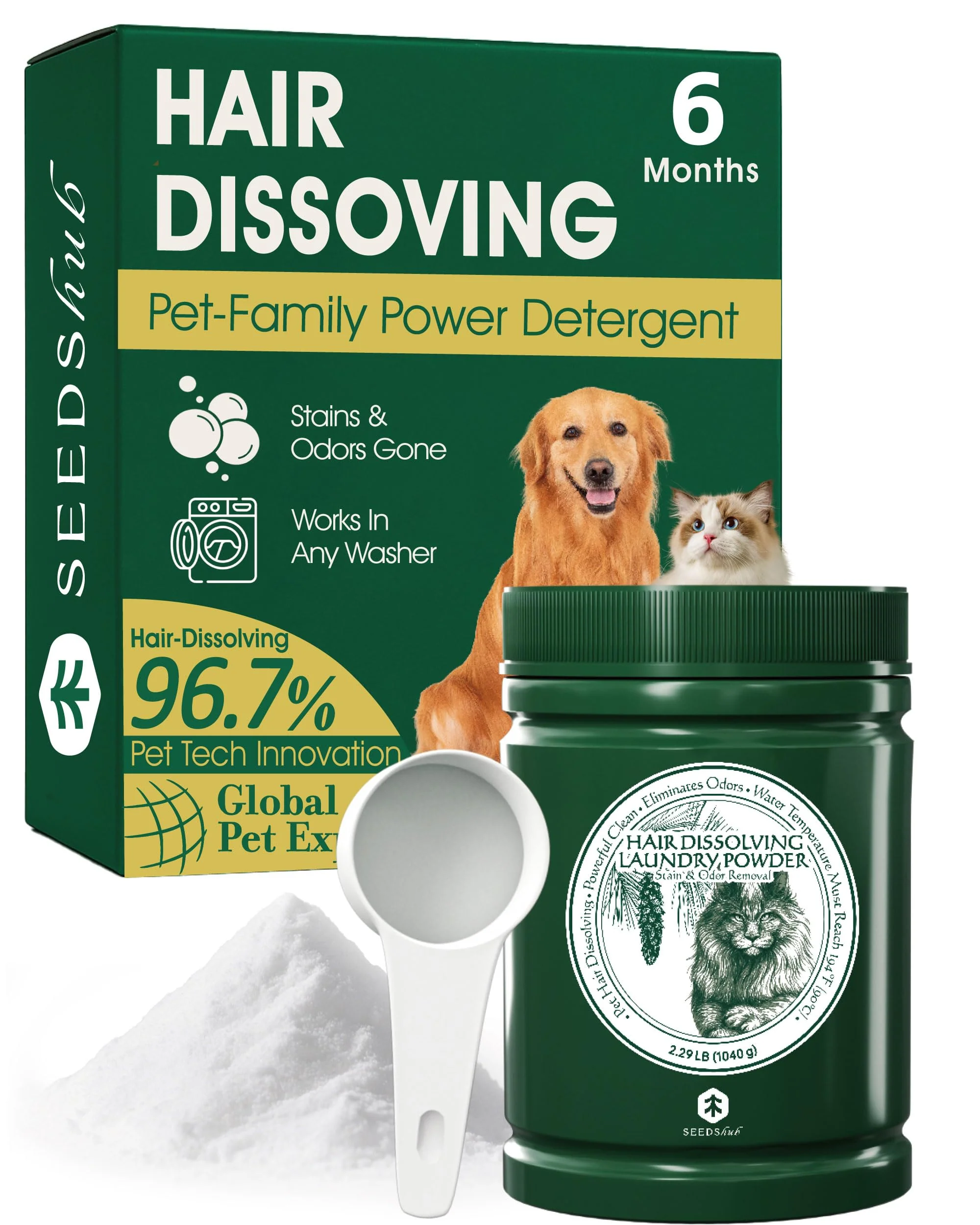 Smooth Seedshub Pet Hair Remover for Laundry – 96.7 Hair Dissolution 6-Month Supply Luxury