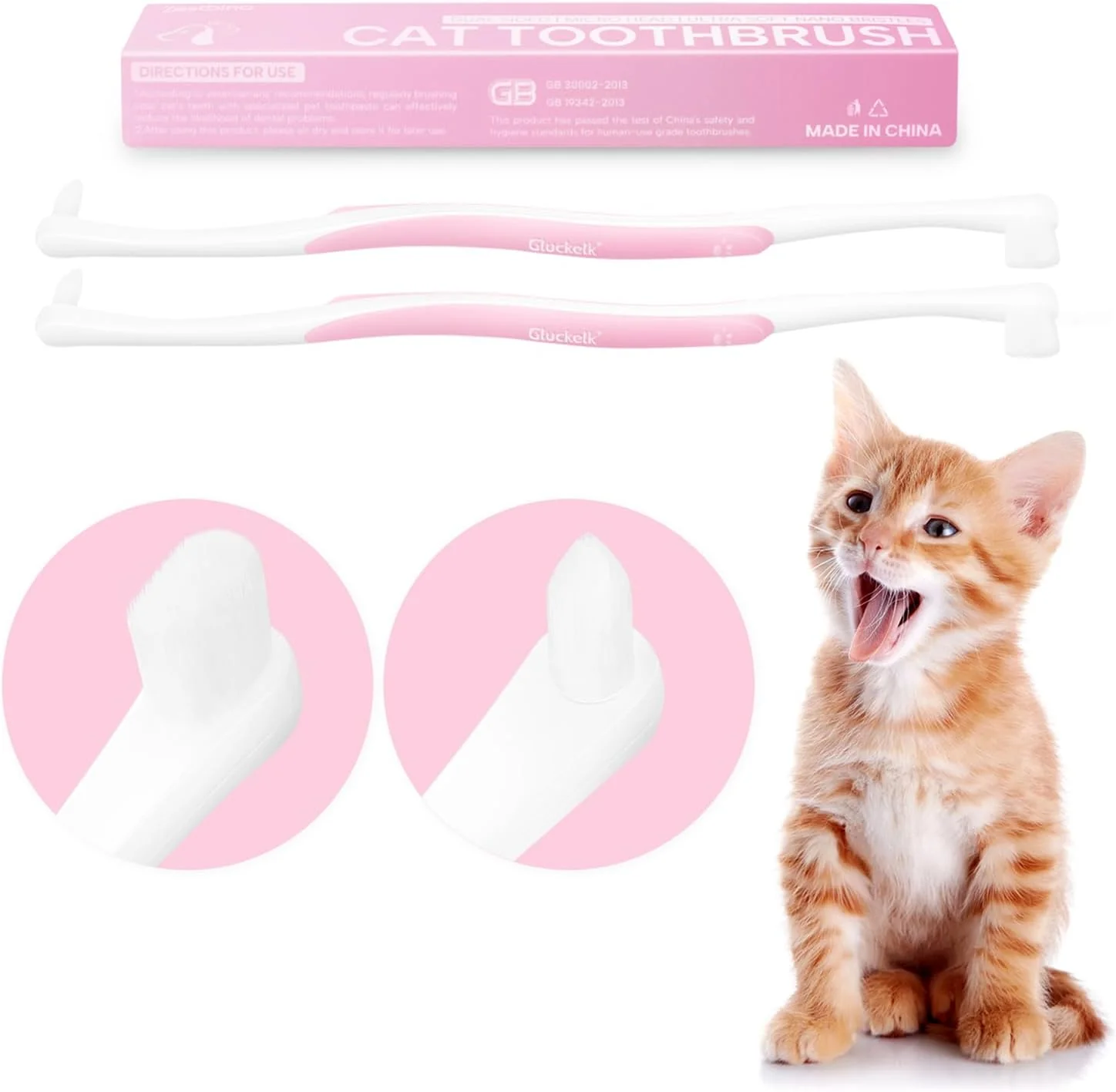 Outstanding 4 Pcs Dual-Sided Cat Toothbrush with Micro Brush Head Ultra Soft Nano Bristles Pet Toothbrush Kit Kitten Puppy Toothbrushes Fit into Cats Small Dogs Mouth Avoid Bleeding Gums Modern