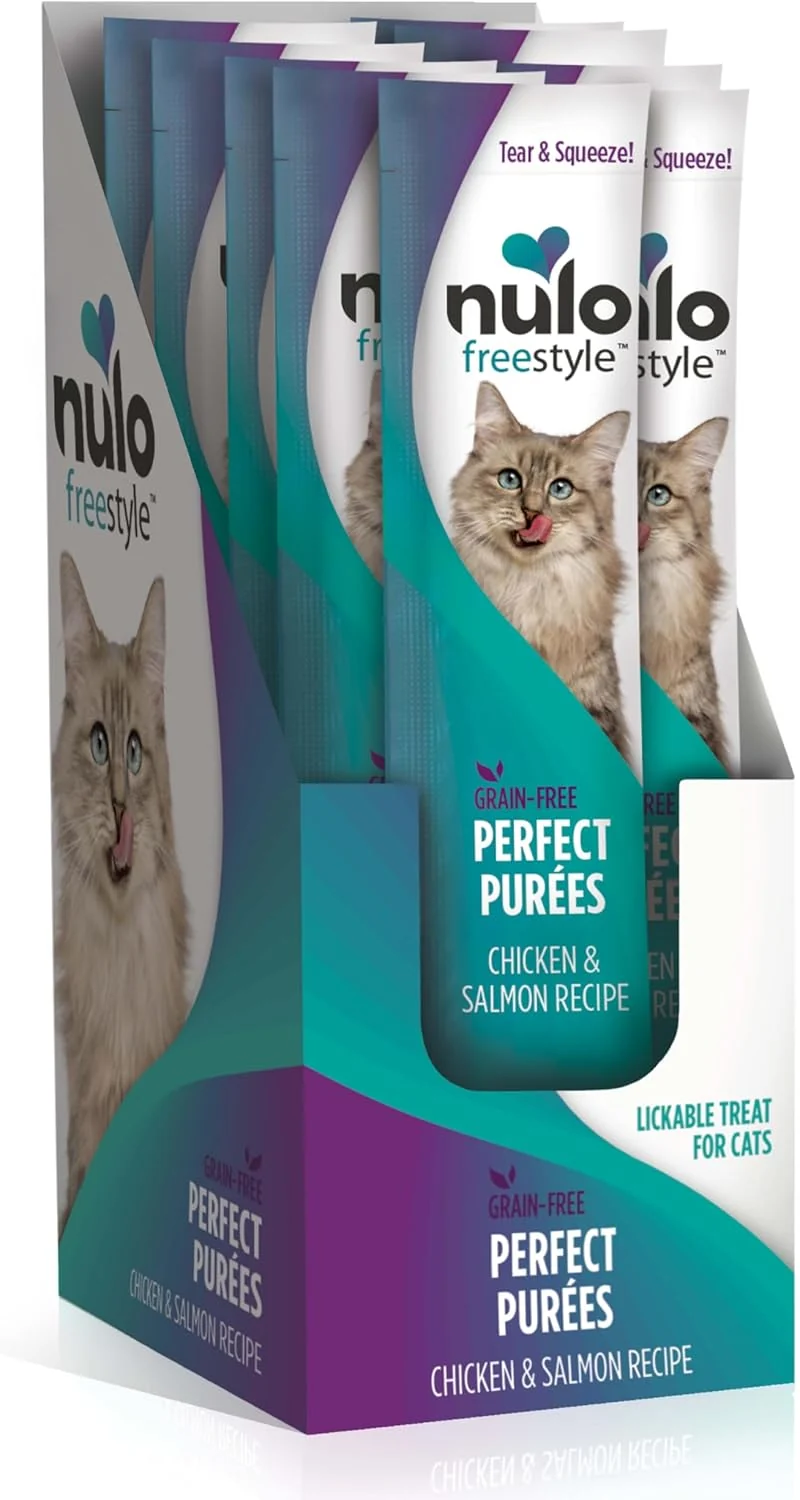 Trendy Nulo style Grain- Purees Premium Wet Cat Treats Squeezable Meal Topper for Felines High Moisture Content to Support Cat Hydration 0.5 Ounces in Each Lickable Wet Cat Treat Pouch Fashionable