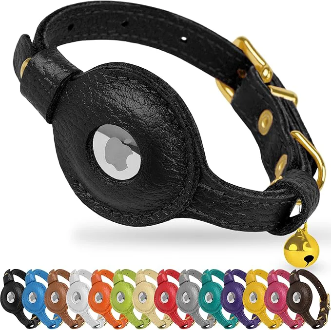 World-Class OOPSDOGGY Leather AirTag Cat Collar Versatile