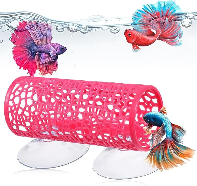Versatile Rose Red Betta Fish Toys Hammock and Betta Tunnel Safe Aquarium Decor Convenient