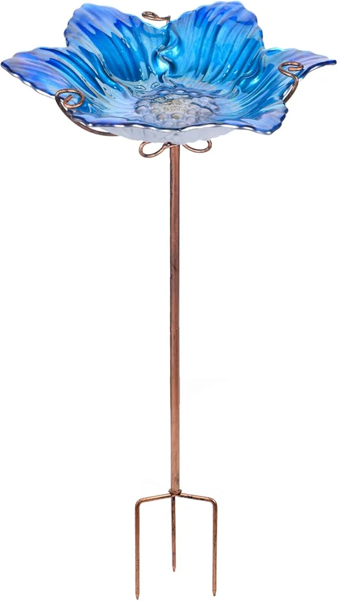 Classic MUMTOP Bird Baths for Outdoors Glass Bird Bath Bowl Outdoor Bird Feeder Flower World-Class